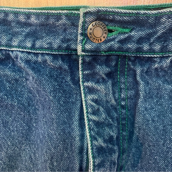 Vintage 80s Geoffrey Hunter Denim Jean Knee Length Midi Skirt 10 Waist 28 - Picture 9 of 14